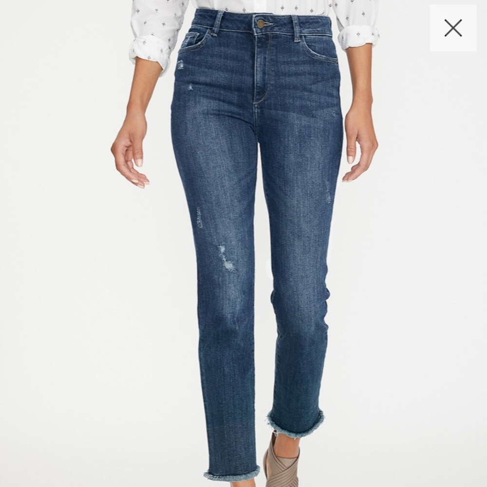 DL1961 Jeans Mara Ankle Indigo Distress Straight